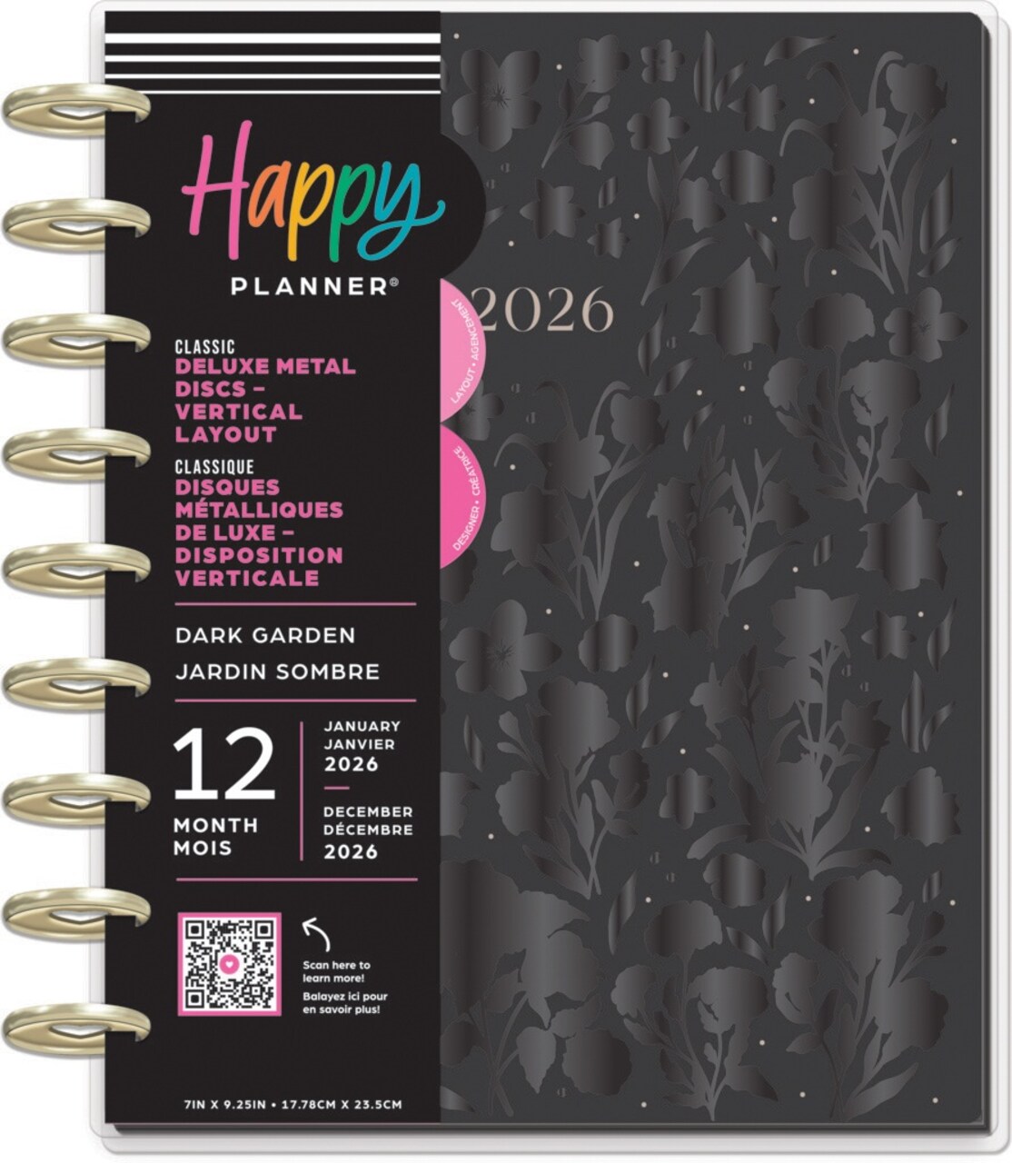 Happy Planner Classic 12 Month Deluxe Dated Planner-Dark Garden; Jan '26 - Dec '26